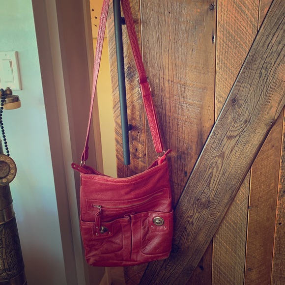 Roots leather crossbody
